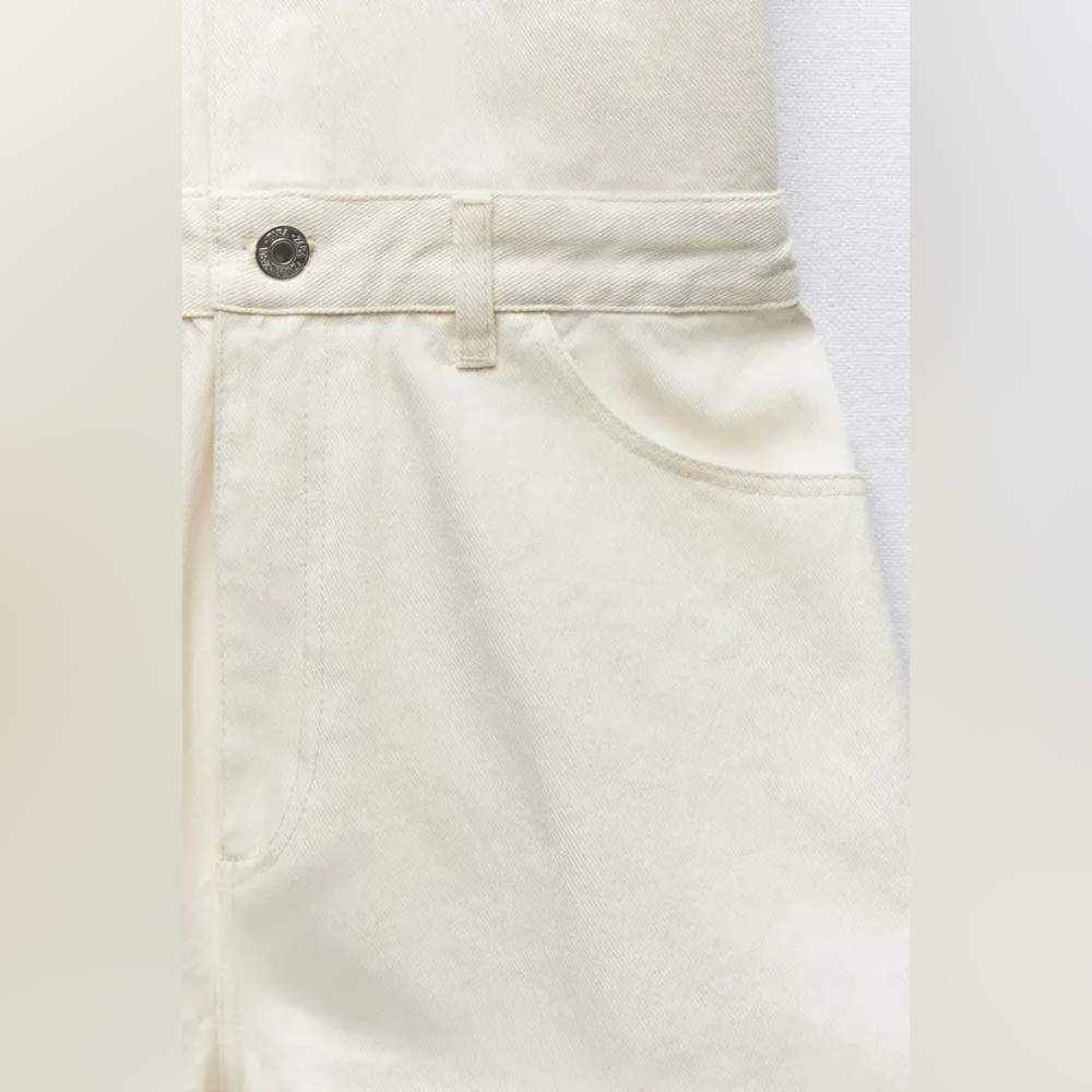 NWT Zara Denim TRF Shimmery Playsuit Oyster White Size Small - Picture 7 of 11